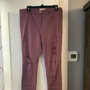 Burgundy Ripped Jeans